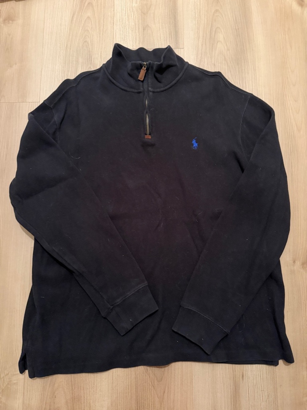 Polo by Ralph Lauren Black Quarter-Zip Sweater with Blue Pony
